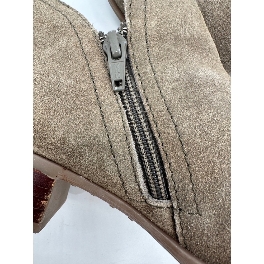 Diba Womens Taupe Suede Ankle Boots Side Zip Block Heel Booties Size 8 - Picture 10 of 10